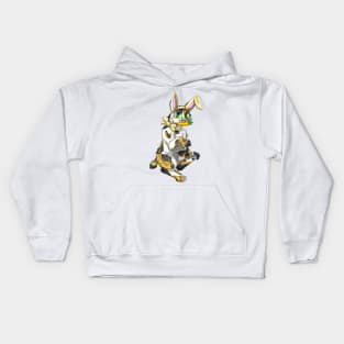 Bobtail BunnyCat: Calico Tabby (Yellow) Kids Hoodie